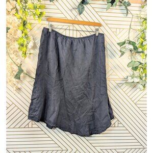 Vintage Y2K Womens Old Navy Linen Skirt BLACK Beachy Coastal Boho Peasant 14